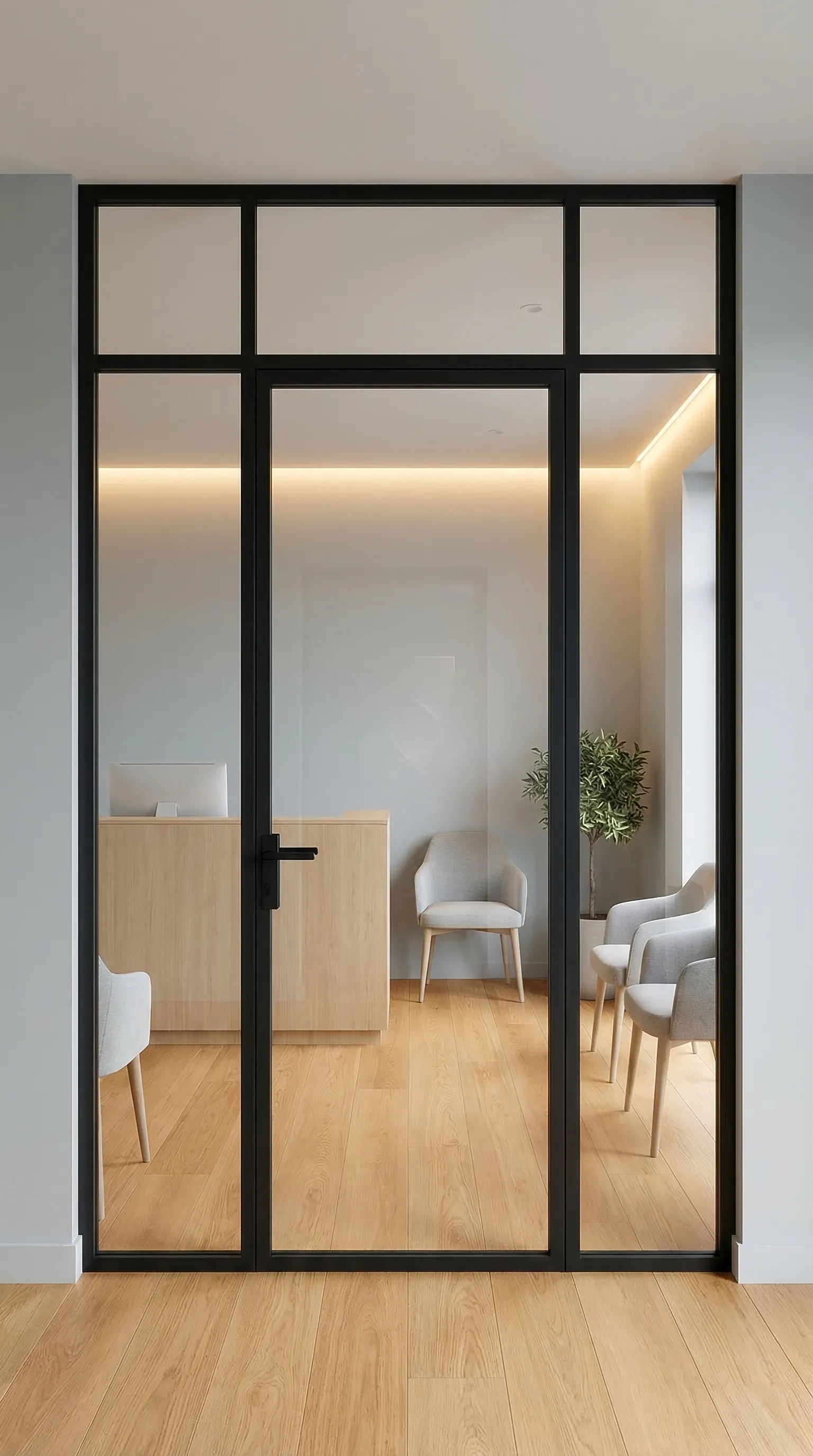 XFRAME Glasprofile — Anschlussdetails bei Glastrennwänden: Boden, Decke und Wand sauber einbinden